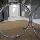 Glass table smoked oval vintage design 1970
