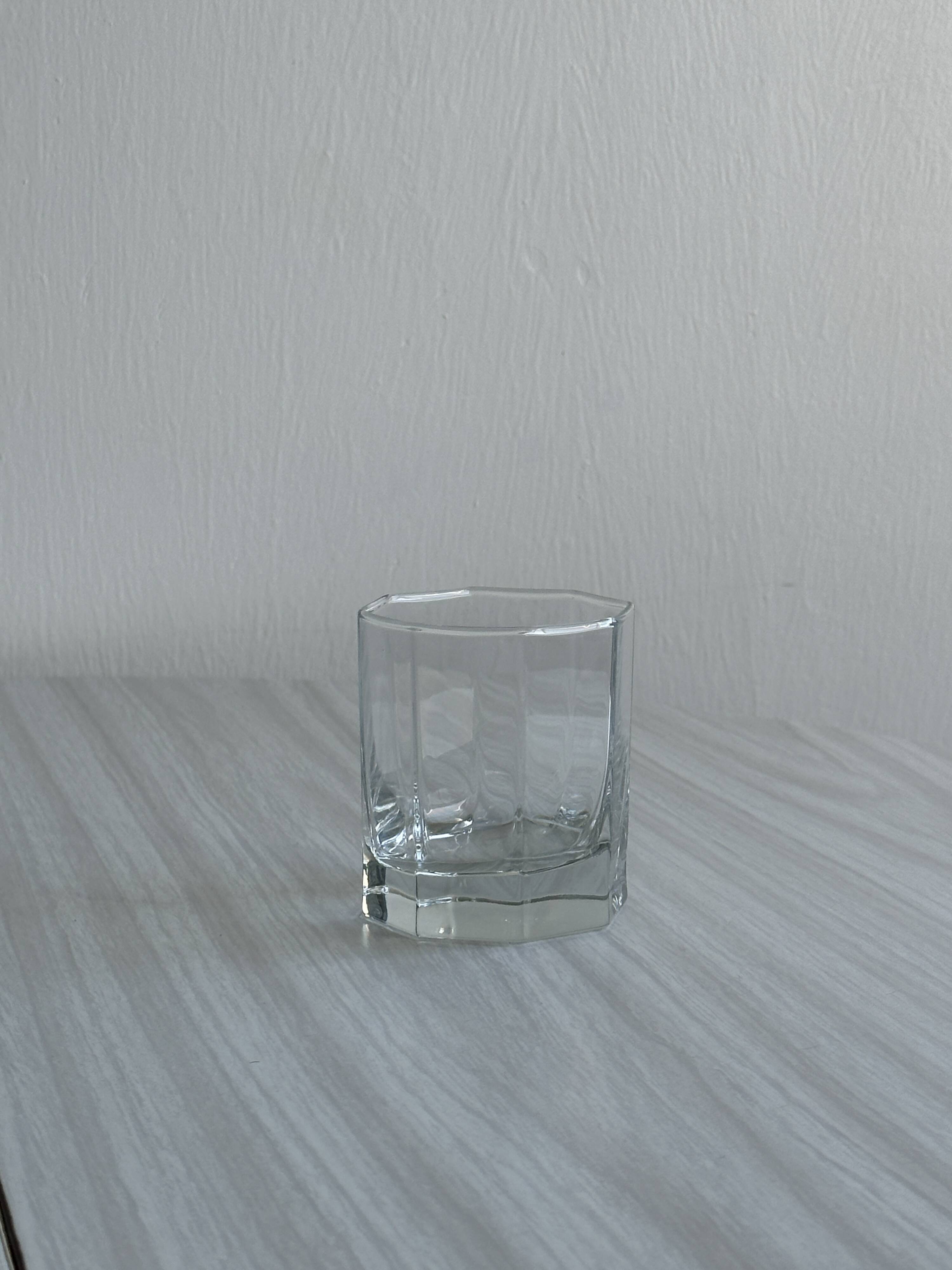 Set of 6 thick octagonal crystal water glasses