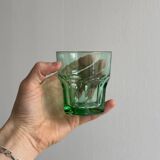 4 verres à eau vintage en verre vert translucide
