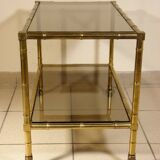 Serving trolley, table on wheels in "bamboo" brass