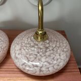 Pair of pink globe wall lights