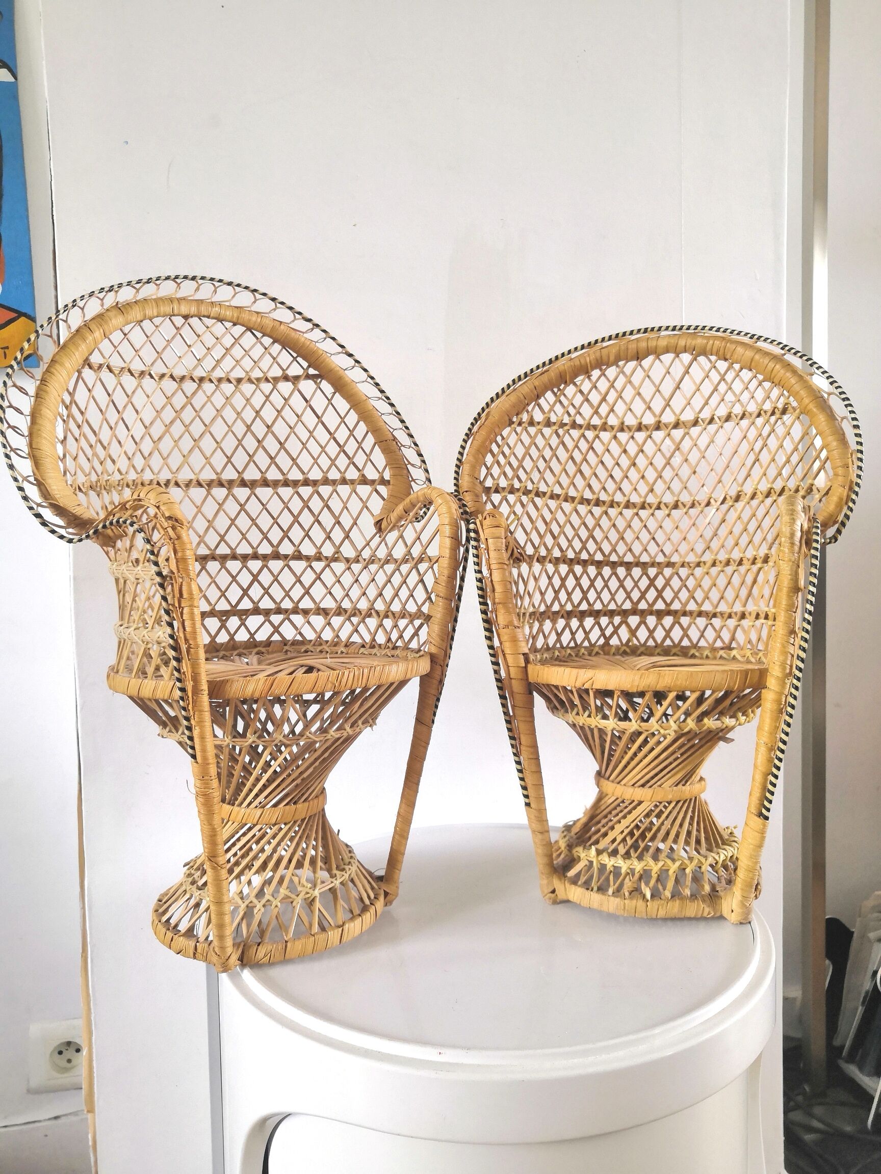 Pair of Emmanuelle armchairs for doll design 70s