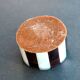 Vintage round box in mother-of-pearl and tortoiseshell-style resin - ring sizer pillbox snuff box