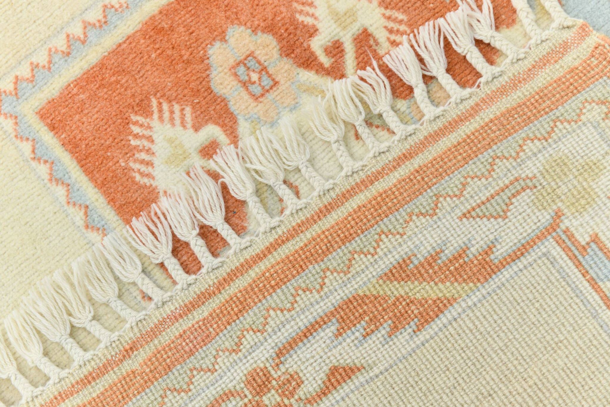 4x6 Oushak Light Blue & Beige Vintage Rug, 127x197Cm