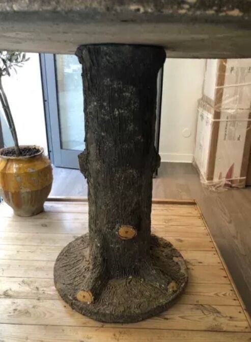 Garden table faux wood rock style