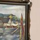 Original Swedish Oil on Panel – “Village and Harbour” by G. Fogler – Signed – Vintage & Framed – 49 × 39 cm (19.2" × 15.3")