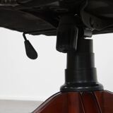Green Cowhide Leather Chesterfield Office Chair on Wheels