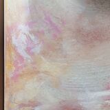 Toile d'art abstrait moderne or et nude rose acrylique Some Day Soon  50 x 70cm, pièce unique
