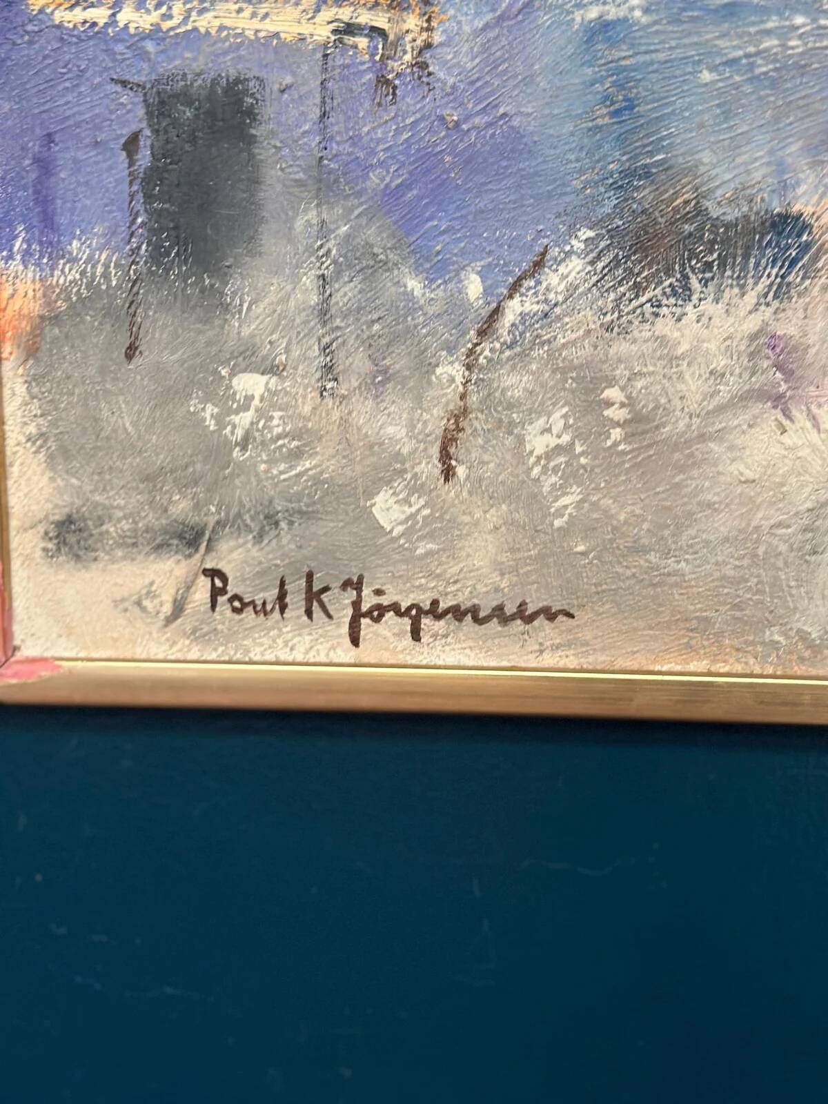 Original Swedish Oil on Panel – “Figure in Landscape” by Poul K. Jörgensen