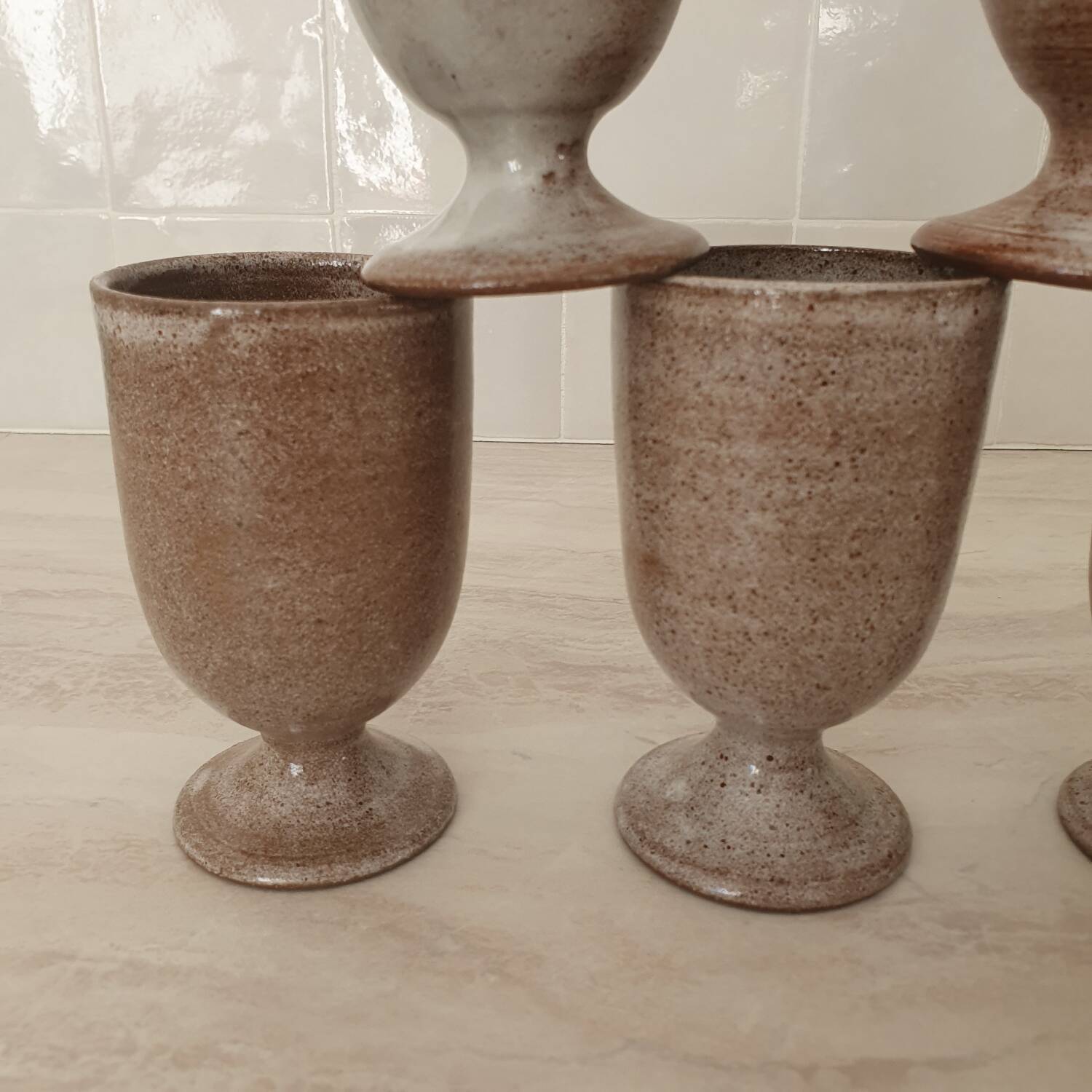Signed stoneware cups or Mazagran