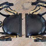 Pair of Empire-style bergère armchairs decorated with swans and lyres