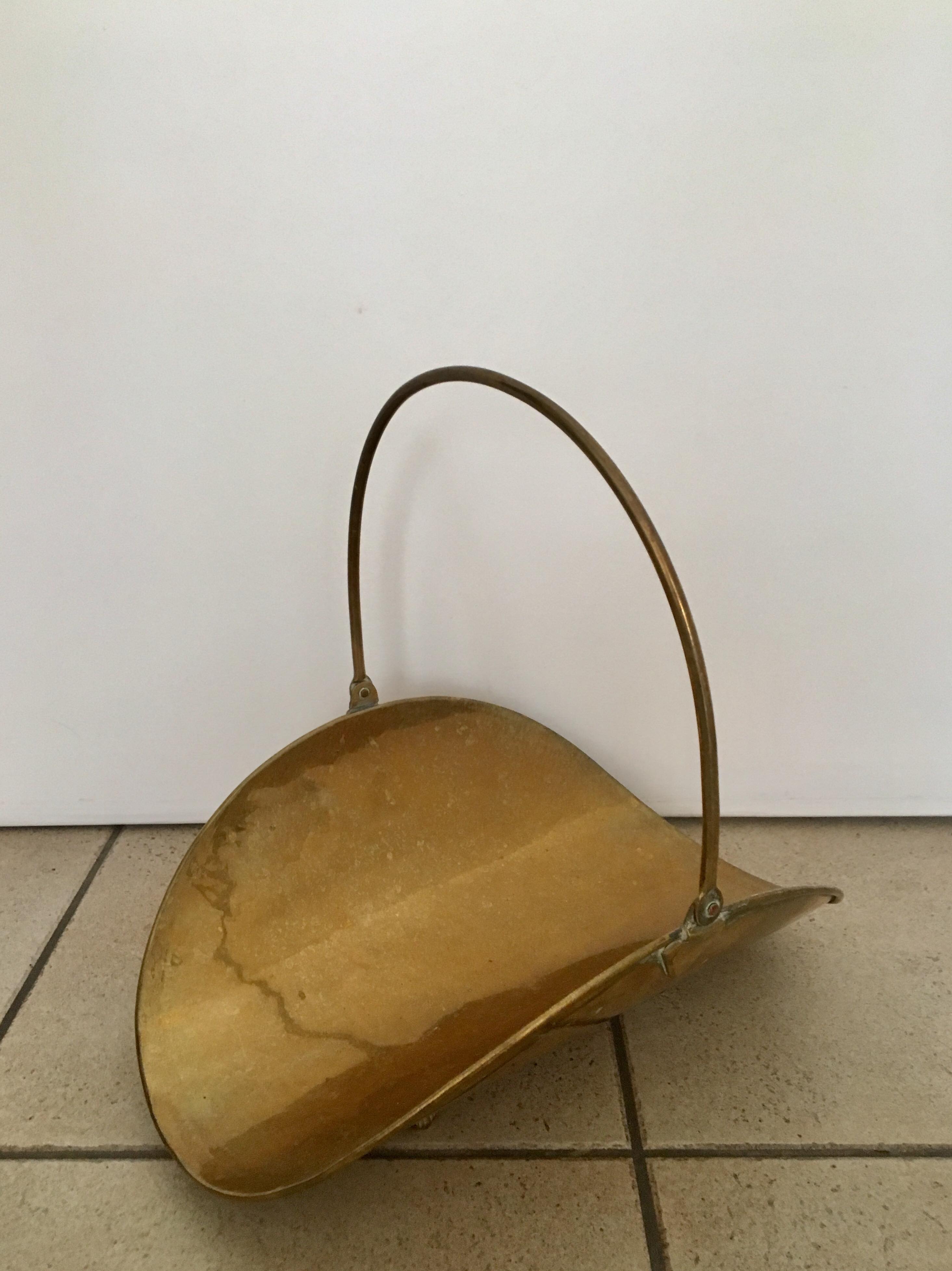 Log holder basket for brass fireplace