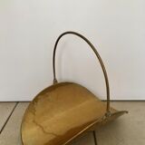 Log holder basket for brass fireplace