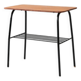 Vintage Scandinavian pine and metal side table