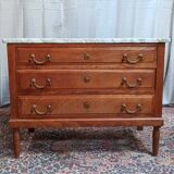 Louis XVI style chest of drawers in oak and marble top