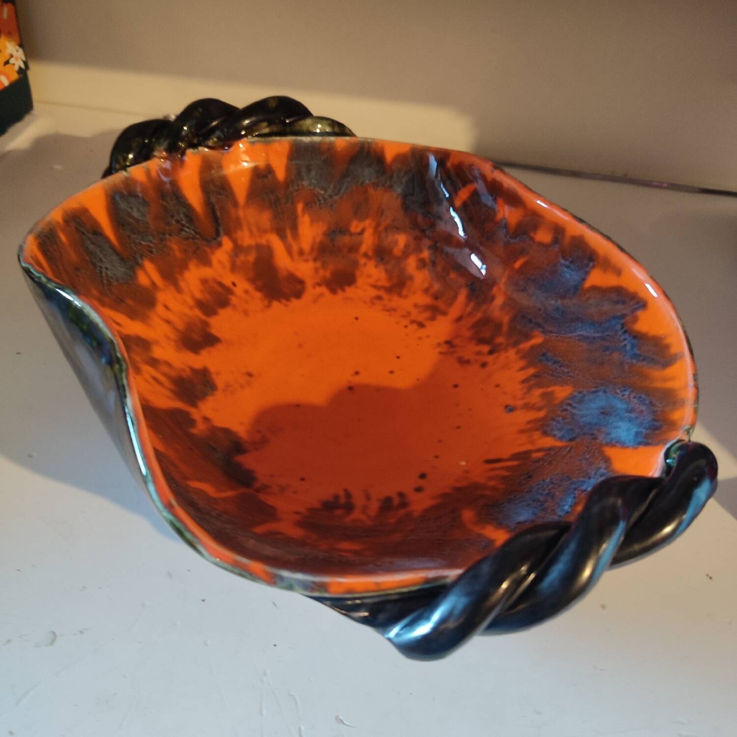 Fat Lava Orange Black Ceramic Cup