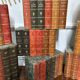 Front of fake leather books for bookcase