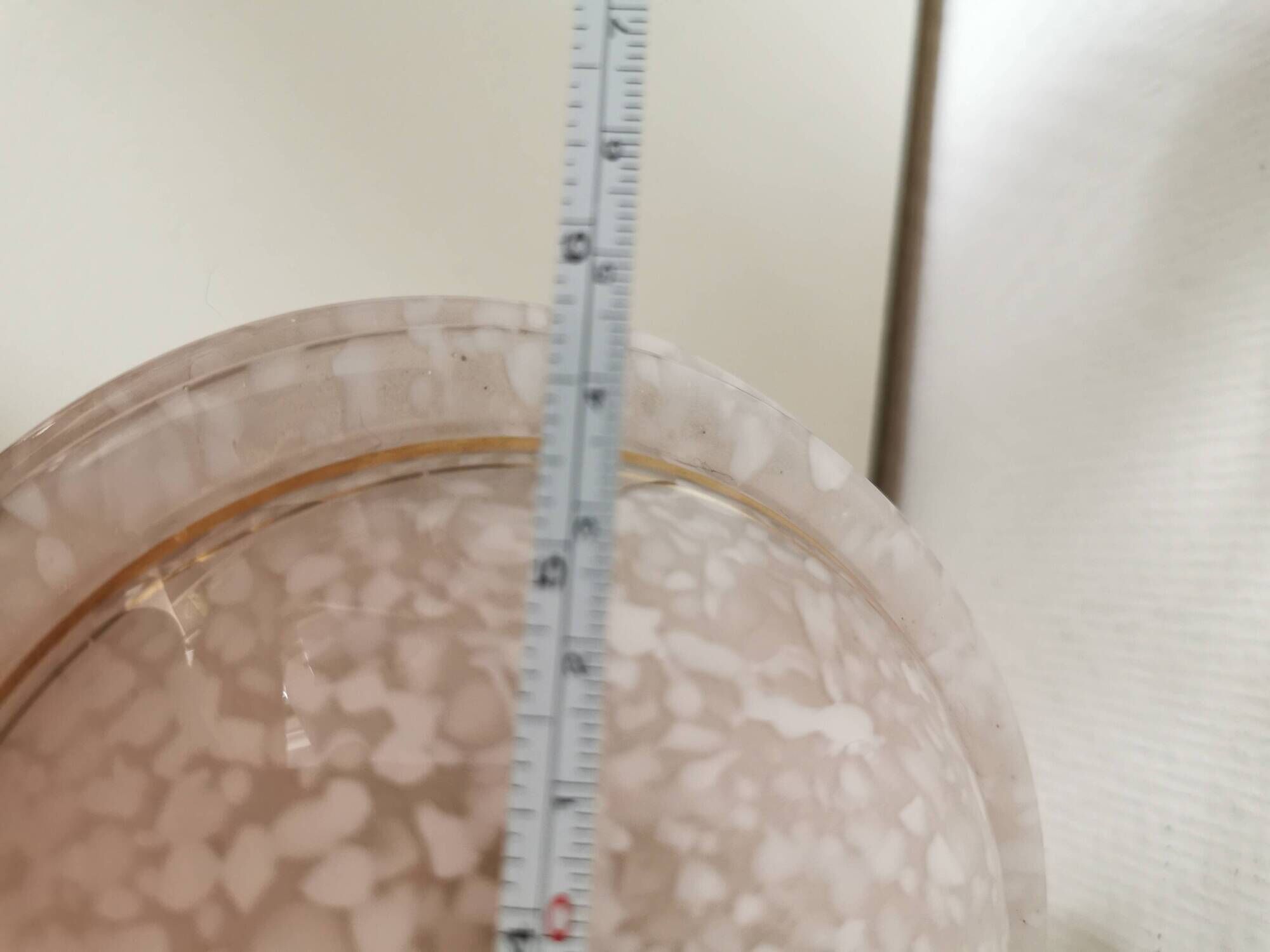 ball pendant light, art deco, in clichy glass, pink and gold, from the 30s