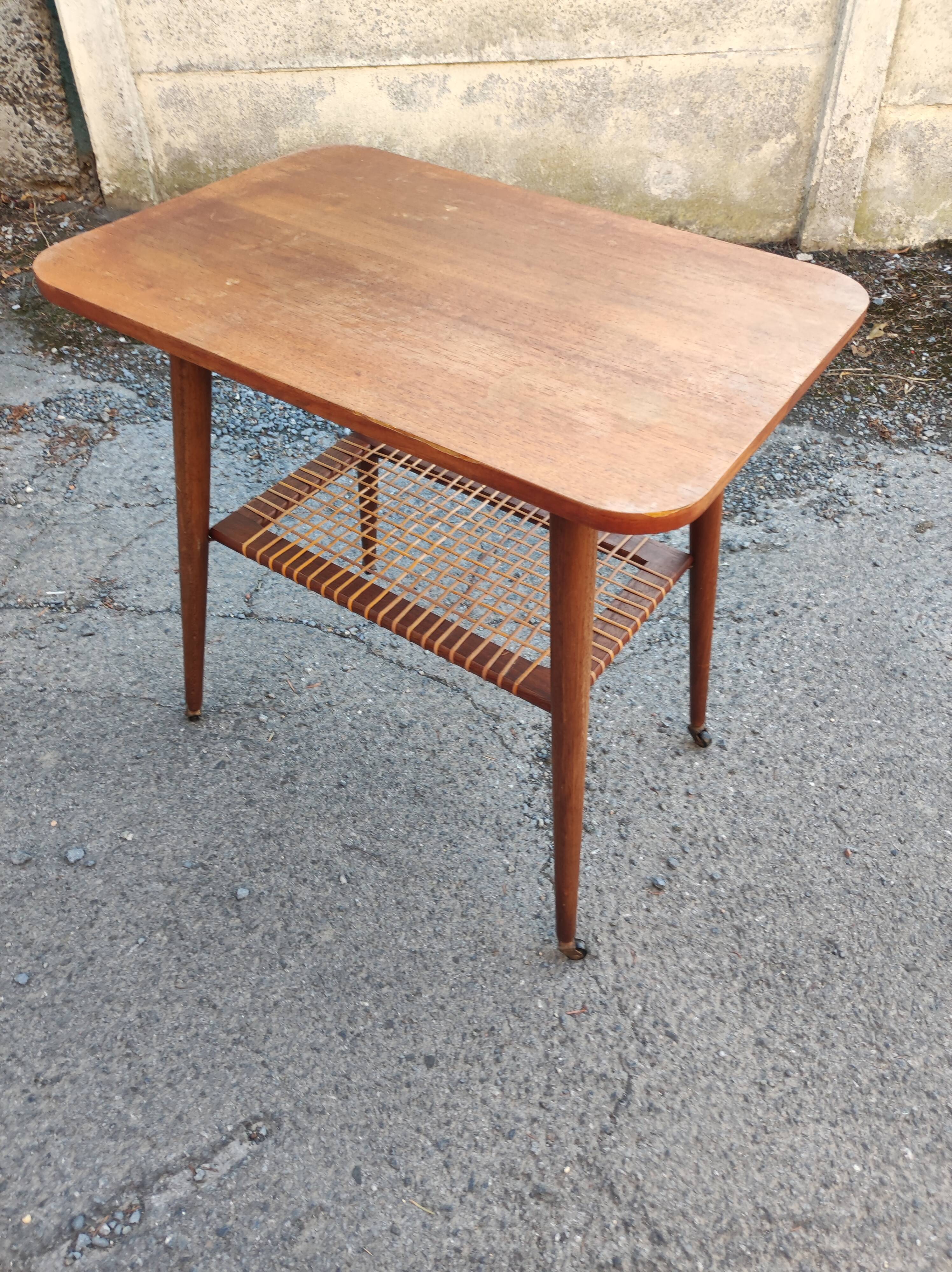 Dessert table with wheels legs compass vintage Scandinavian design