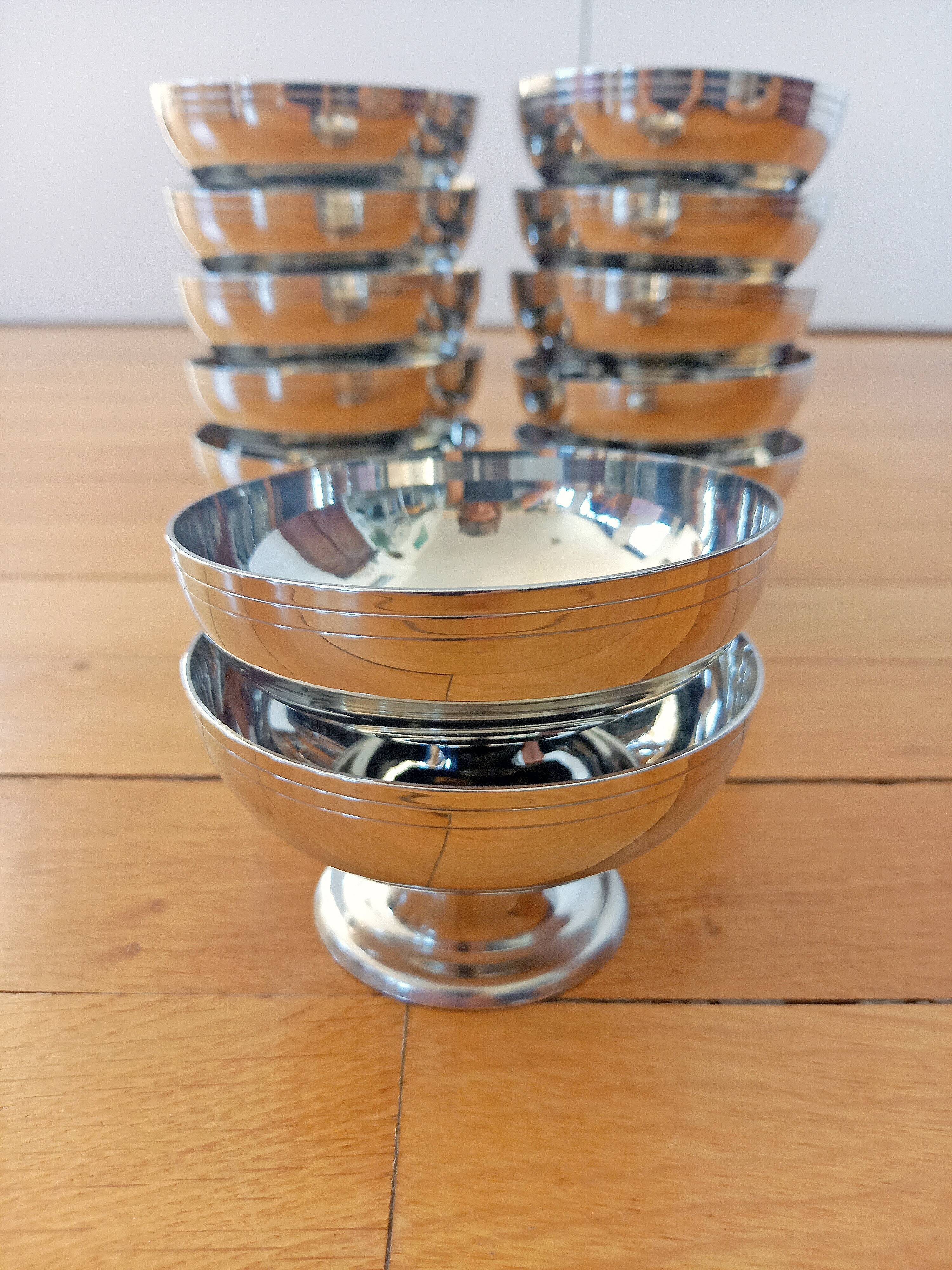 12 Vintage LETANG REMY Ice Cream Cups/Dessert Cups 18/10 Stainless Steel