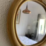 Vintage 1970s apple rattan wicker fruit mirror - 35 x 32 cm