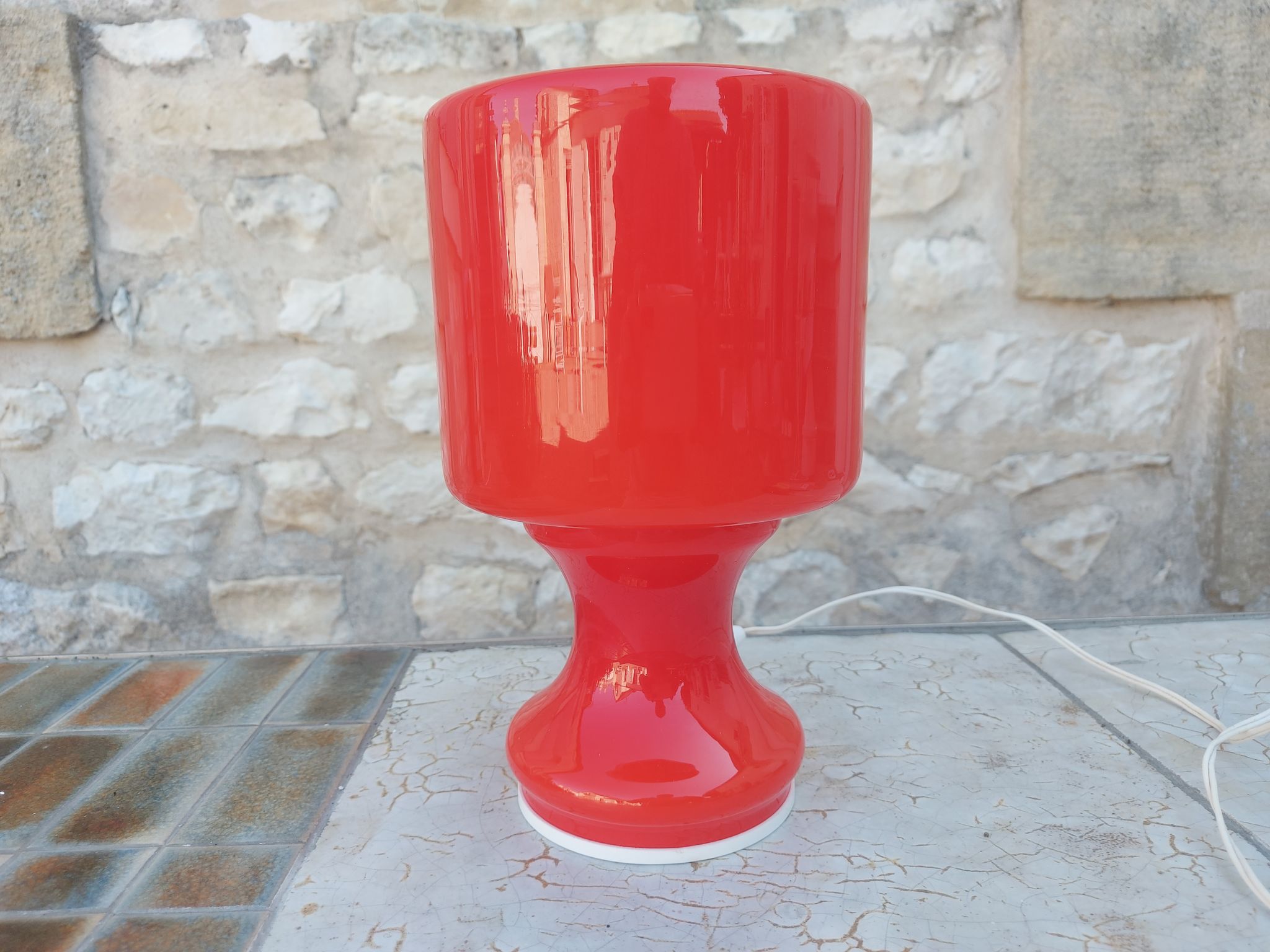 Vintage red opaline lamp from the 70'S