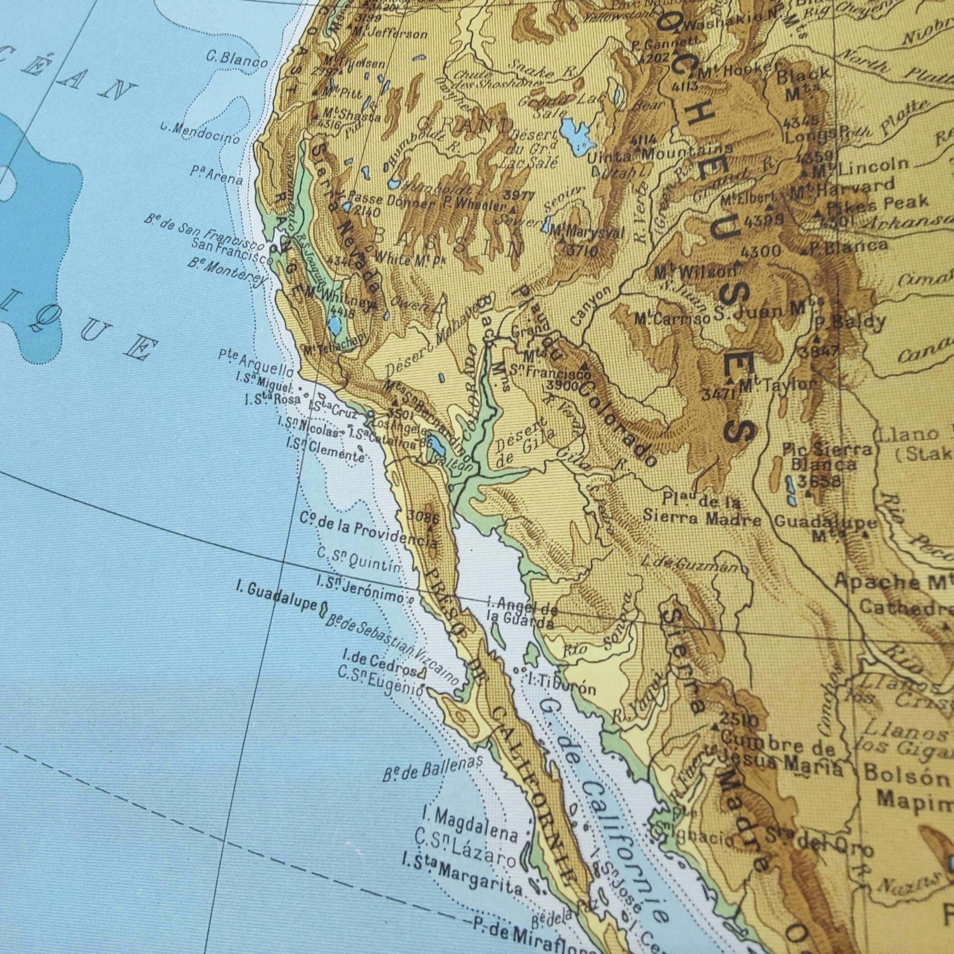 Carte Amérique du Nord vintage de 1950