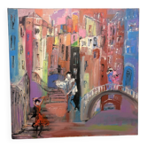 Canvas Painting Deloison Venetian Scene Carnival Pierrot Commedia
