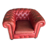 Fauteuil Chesterfileld Vintage en cuir rouge Kingsgate Furniture Made in England