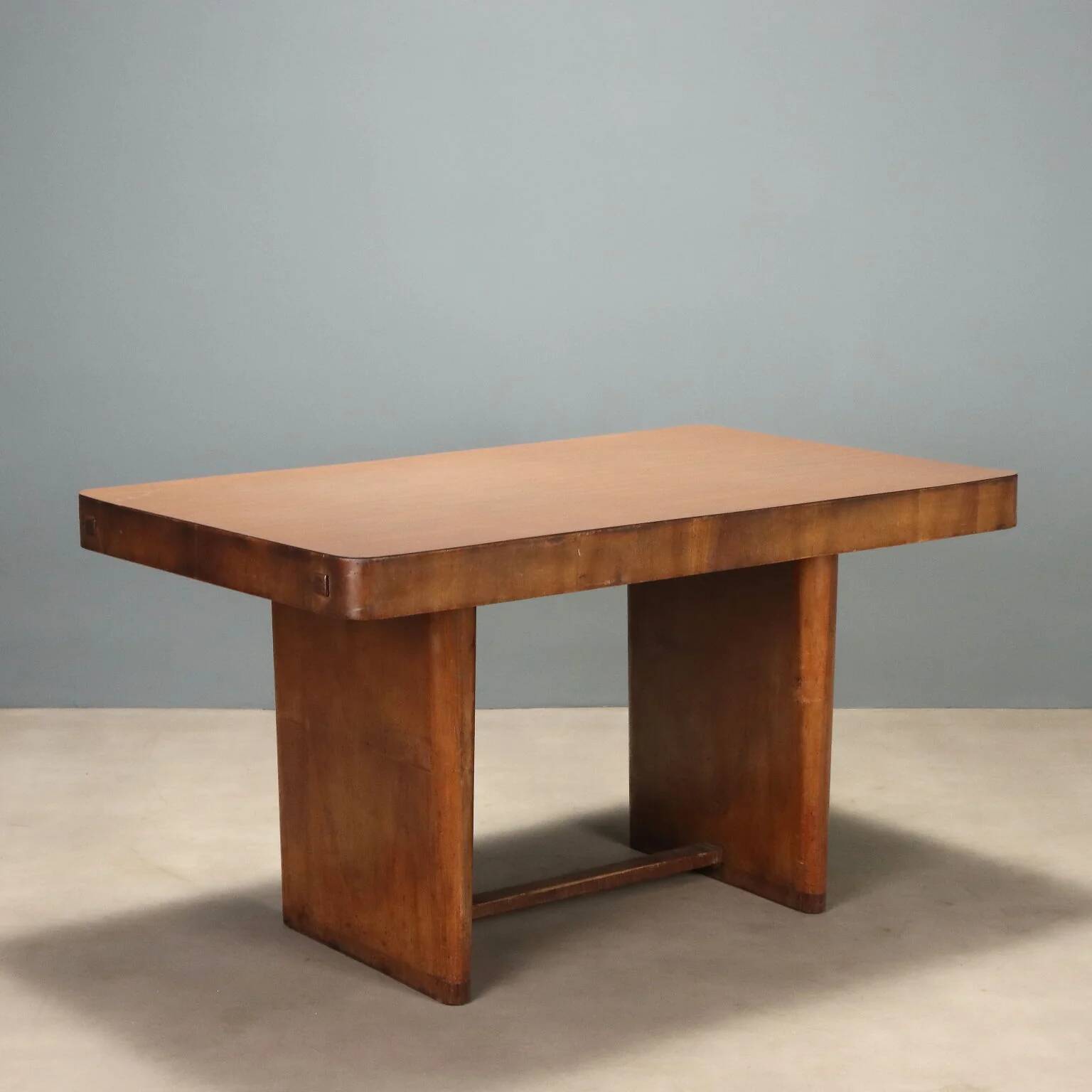 Wooden table with burl veneer from the 1940s.