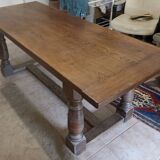 Table bois massif chene - type table de réfectoire pieds incurves