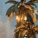 Brass palm tree table lamp with 4 trunks