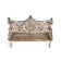 Sculpted cast iron bench and white patina wood