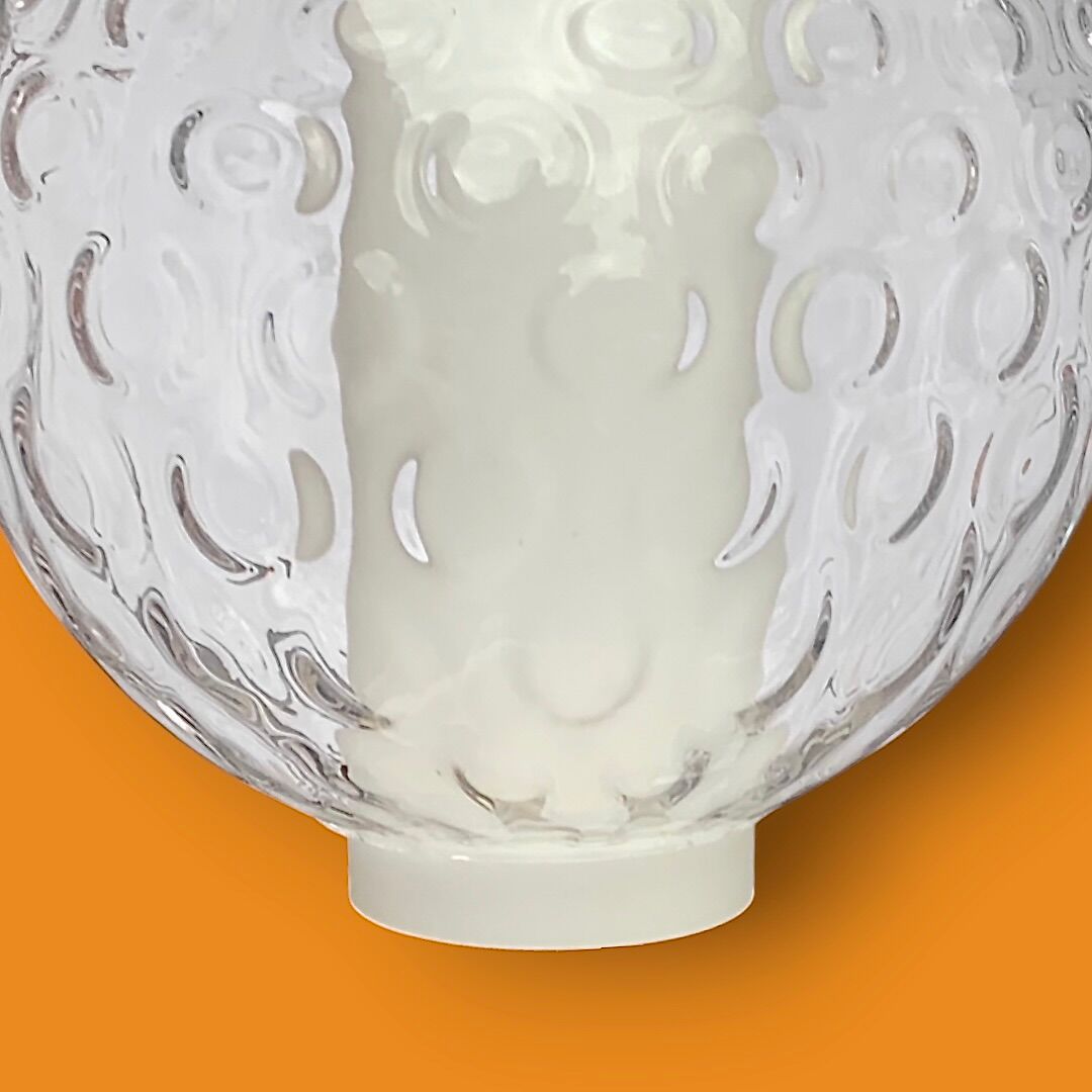 Spherical pendant light in bubbled and opaque blown glass