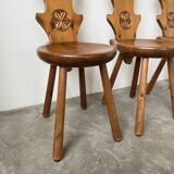 Set of 4 Savoyard pine chairs from the 60s