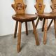 Set of 4 Savoyard pine chairs from the 60s