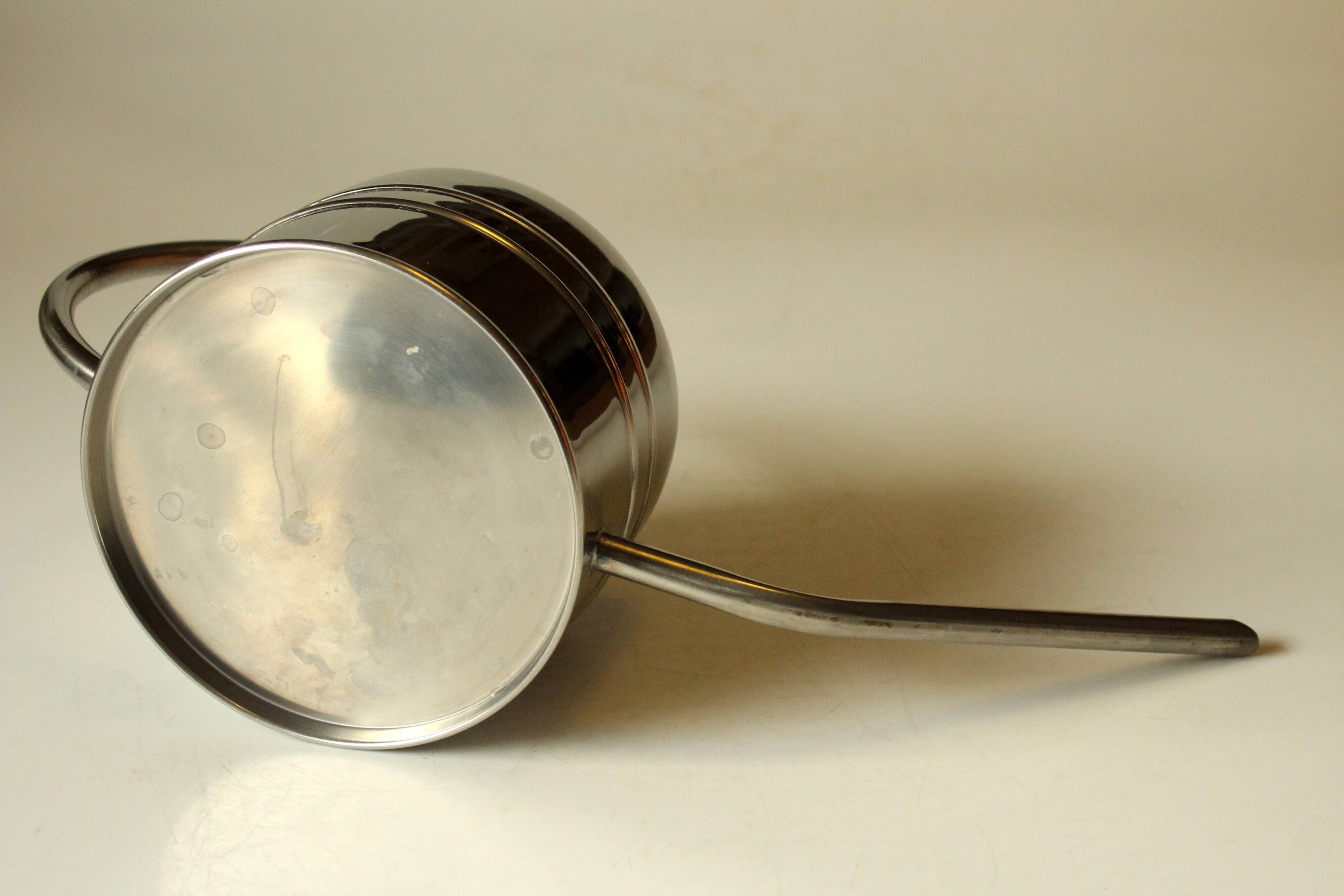 Stainless steel watering can, complete usuable, vintage from the 1970s