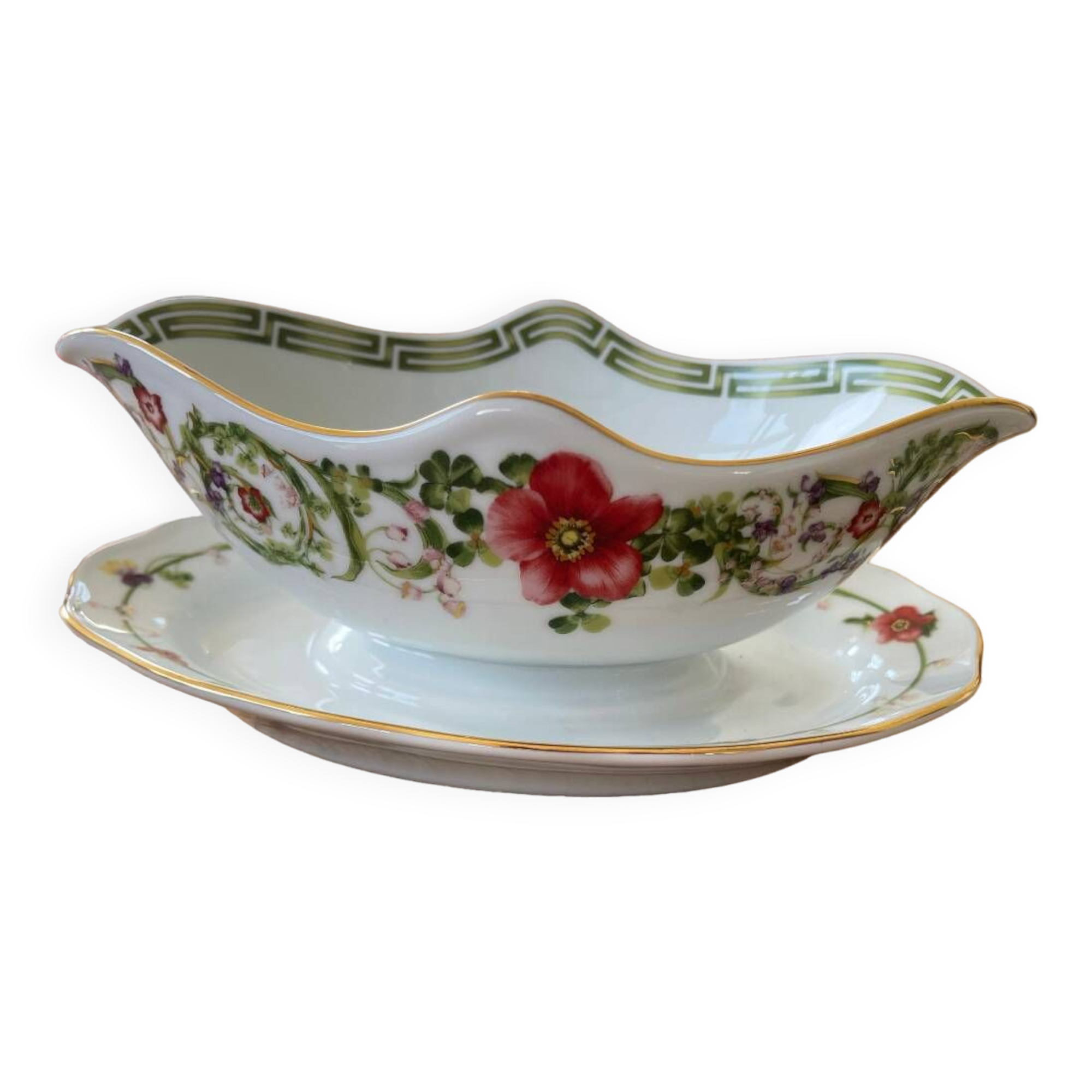 Rosenthal Versace - Flower Fantasy- Juskom/Sauskom- Sauciere- Soucoupe de saucière avec sous-assiette