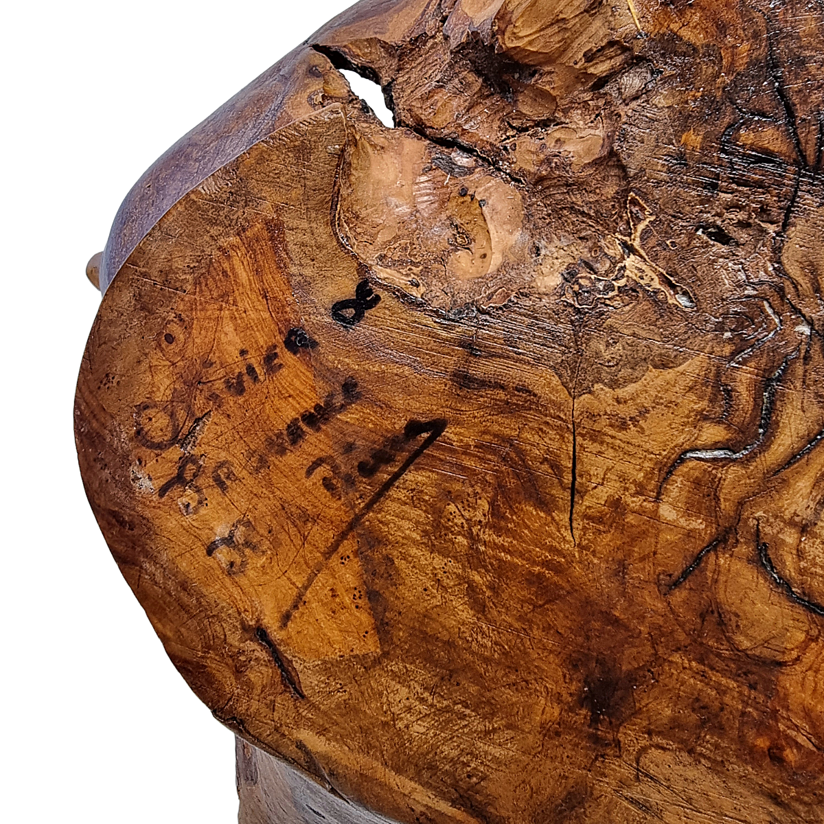 Vintage Olive Wood Bowl With Handle, 1970/80s