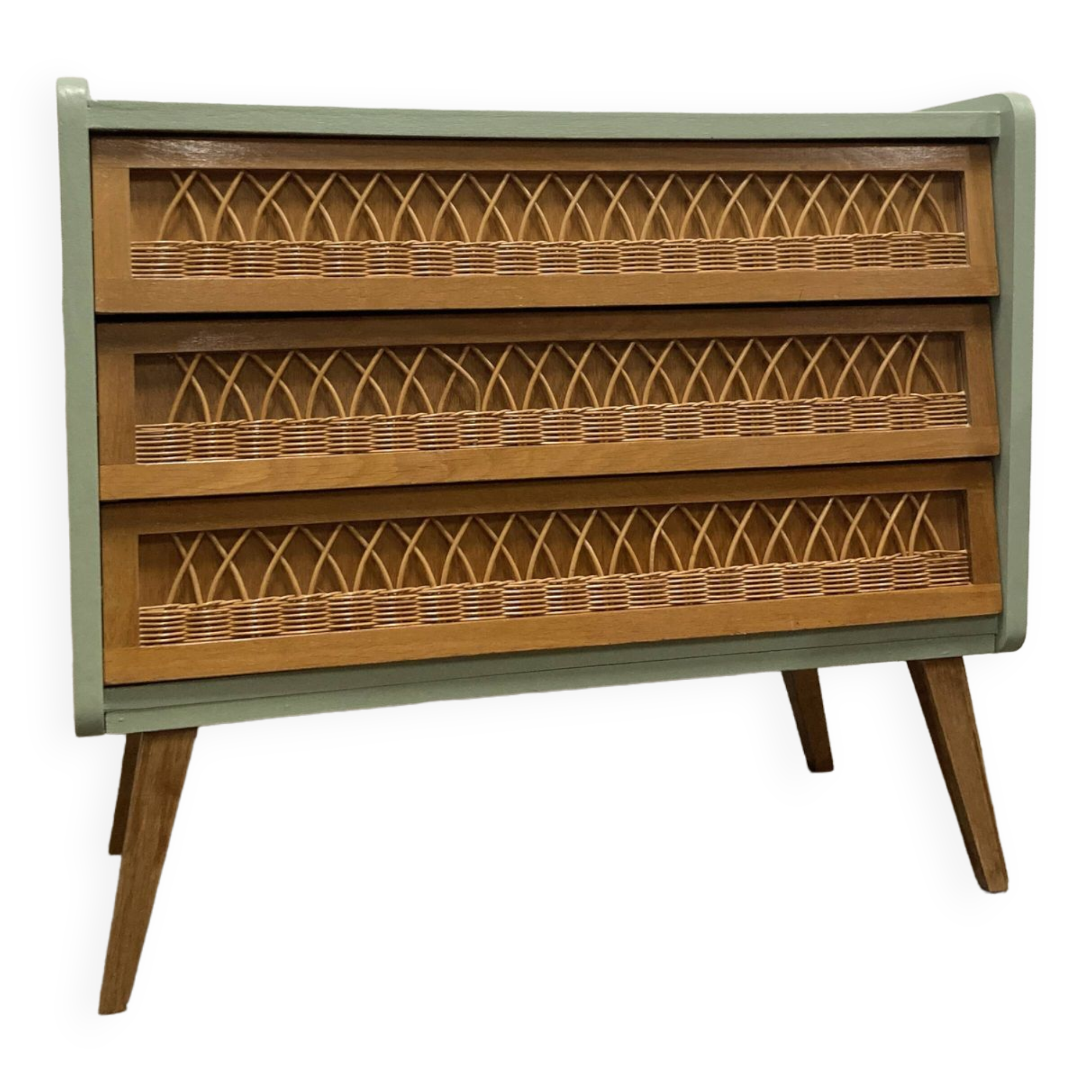 Vintage rattan chest of drawers 1960