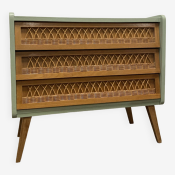 Vintage rattan chest of drawers 1960