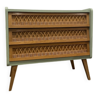 Vintage rattan chest of drawers 1960