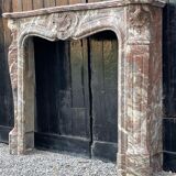 Louis XV style fireplace in grey marble from the Ardennes circa 1880
