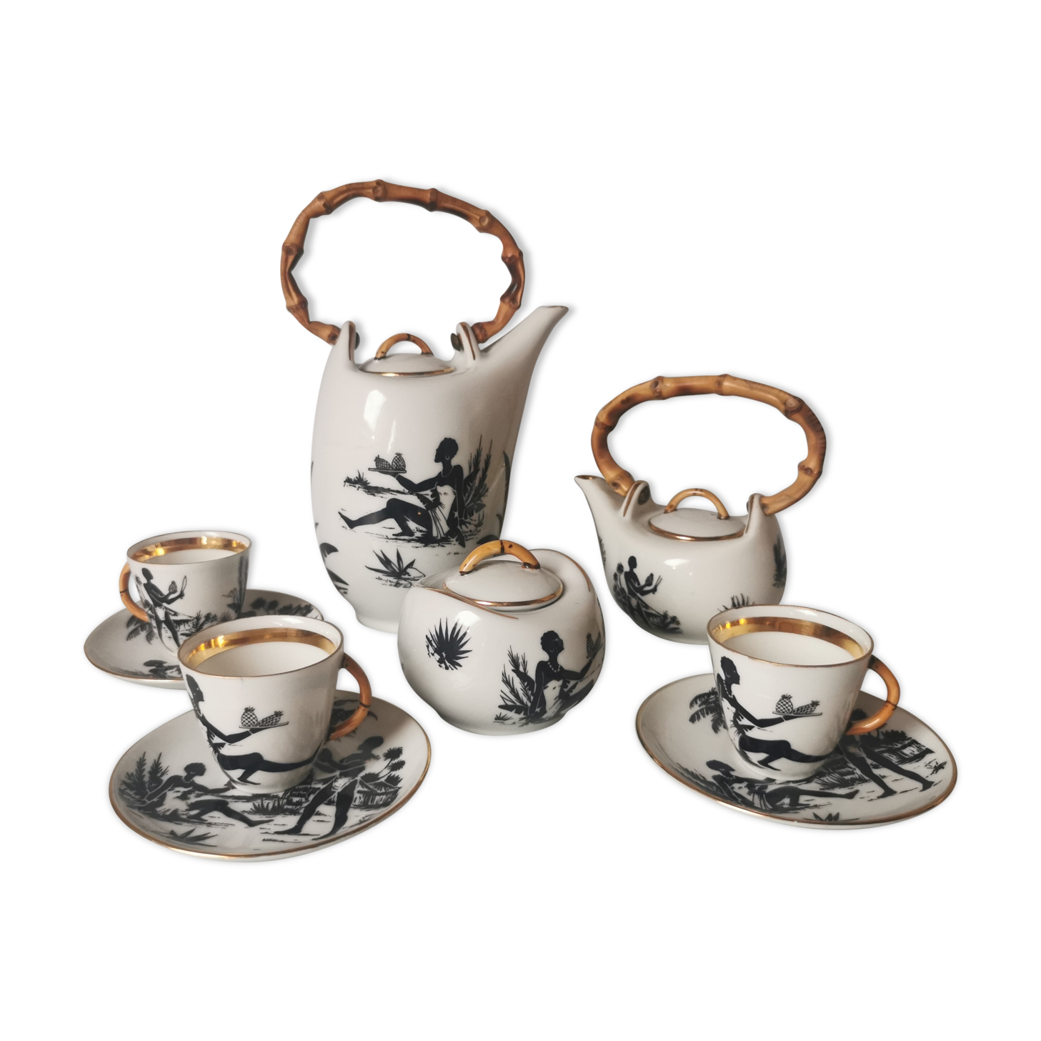 Coffee service African porcelain décor from Limoges