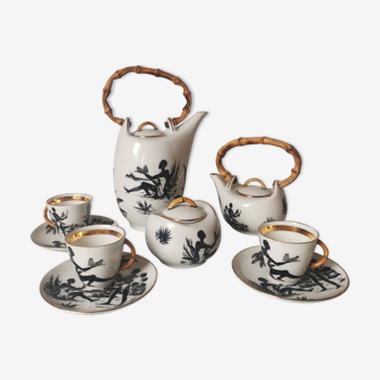 Coffee service African porcelain décor from Limoges