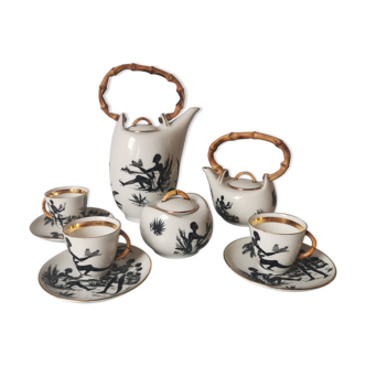 Coffee service African porcelain décor from Limoges
