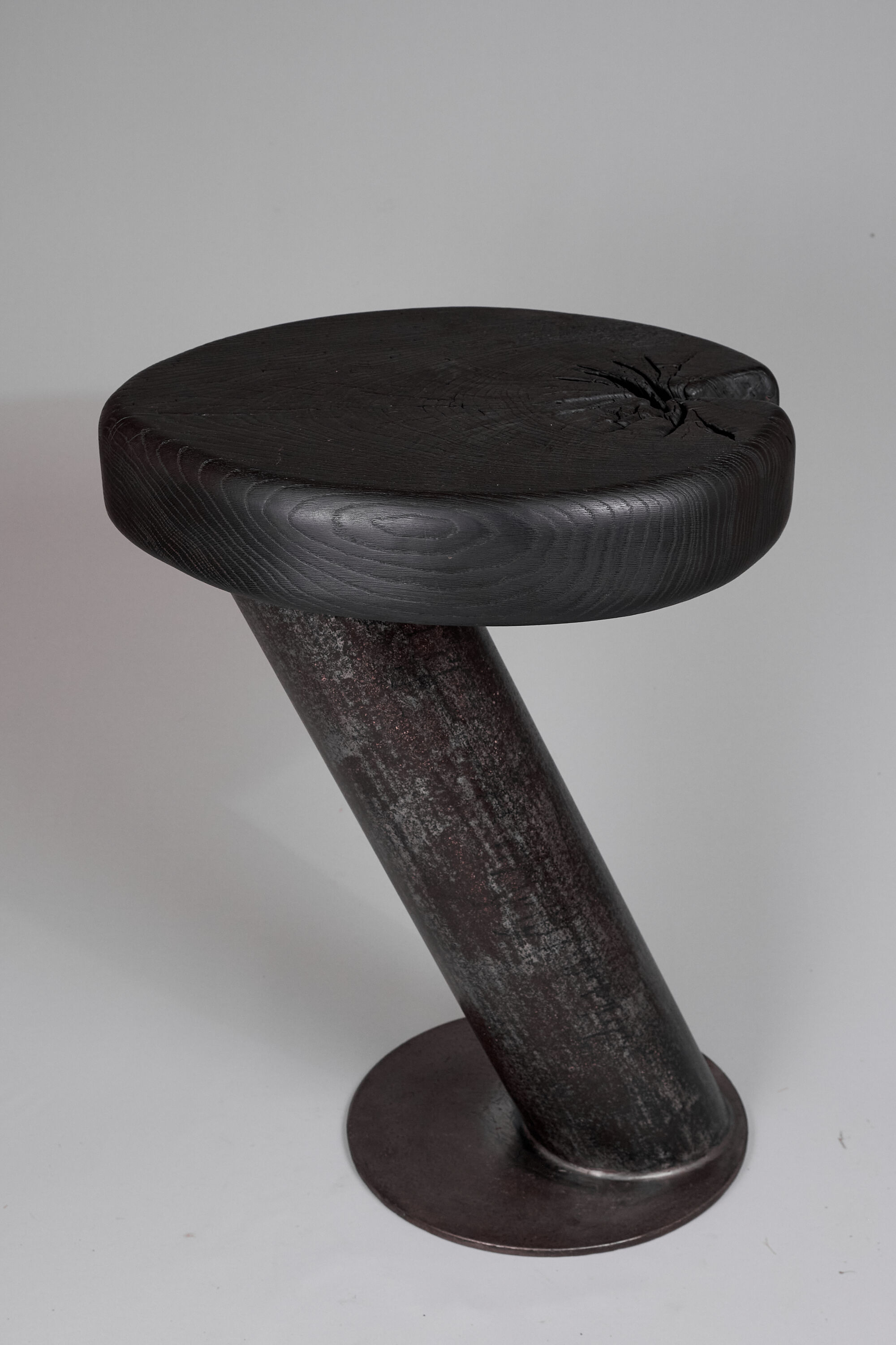 Solid wood sculptural side table, original contemporary design, logniture