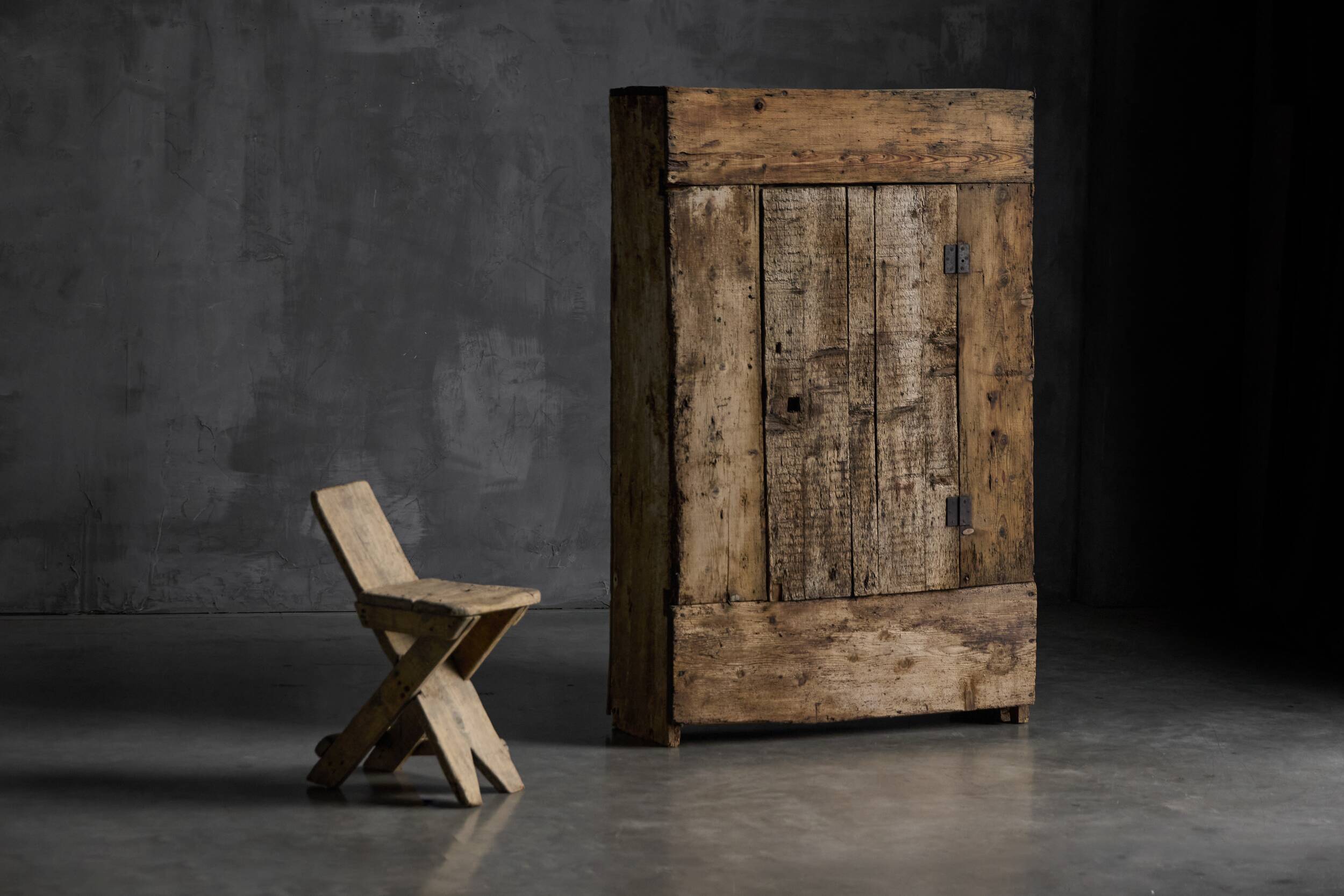 Rustic folk art cabinet, France, 19th century