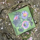 Plant stand, table, in wrought iron and vintage Vallauris ceramic