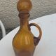 Carafe, flacon en verre soufflé jaune doré verrerie de biot signé, vintage